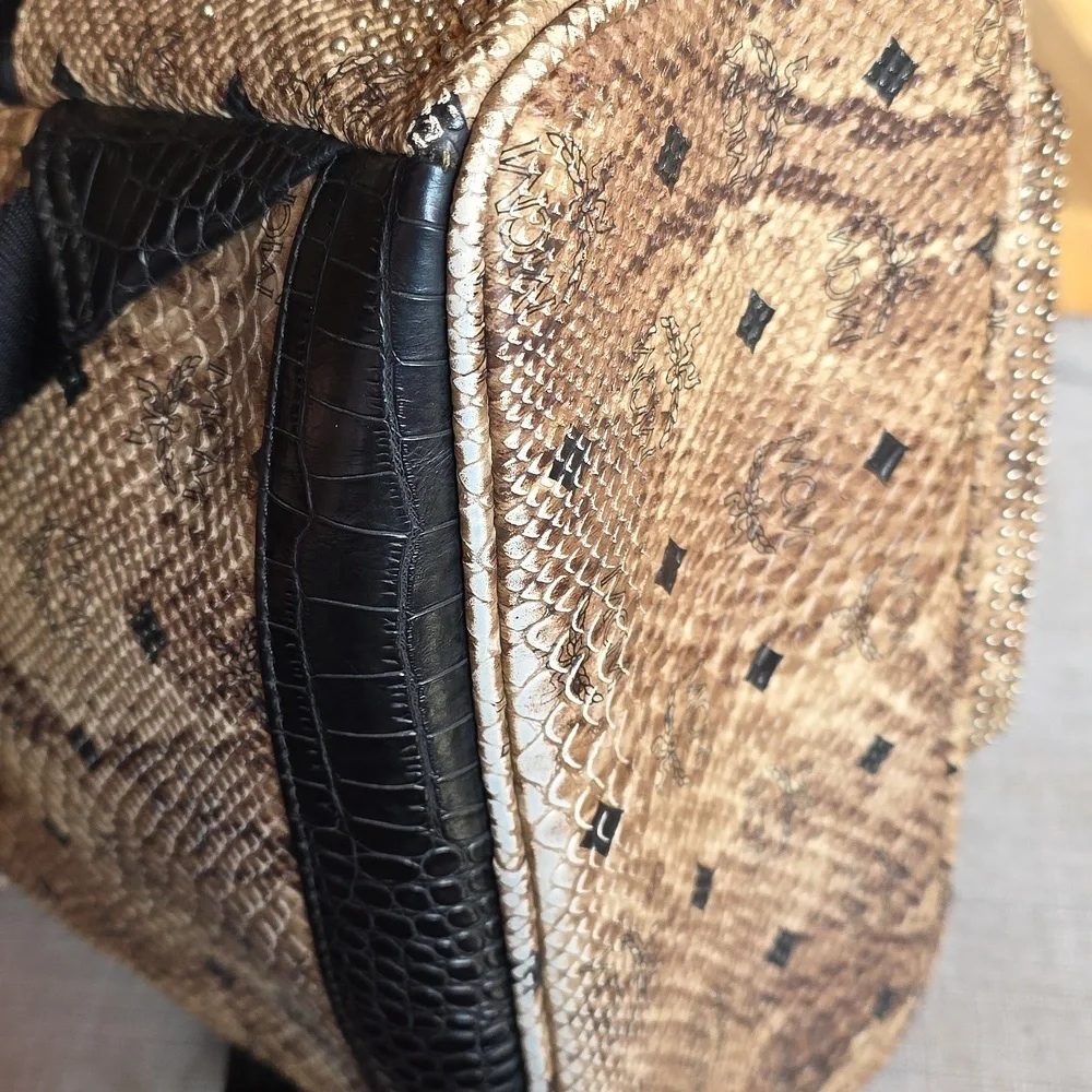 MCM Snakeskin Studded Backpack - Picture 9 of 11